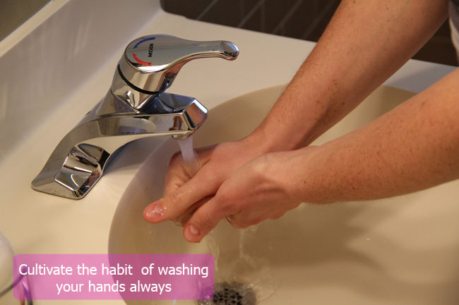 Inorder to prevent germs we should wash our hands regularly 